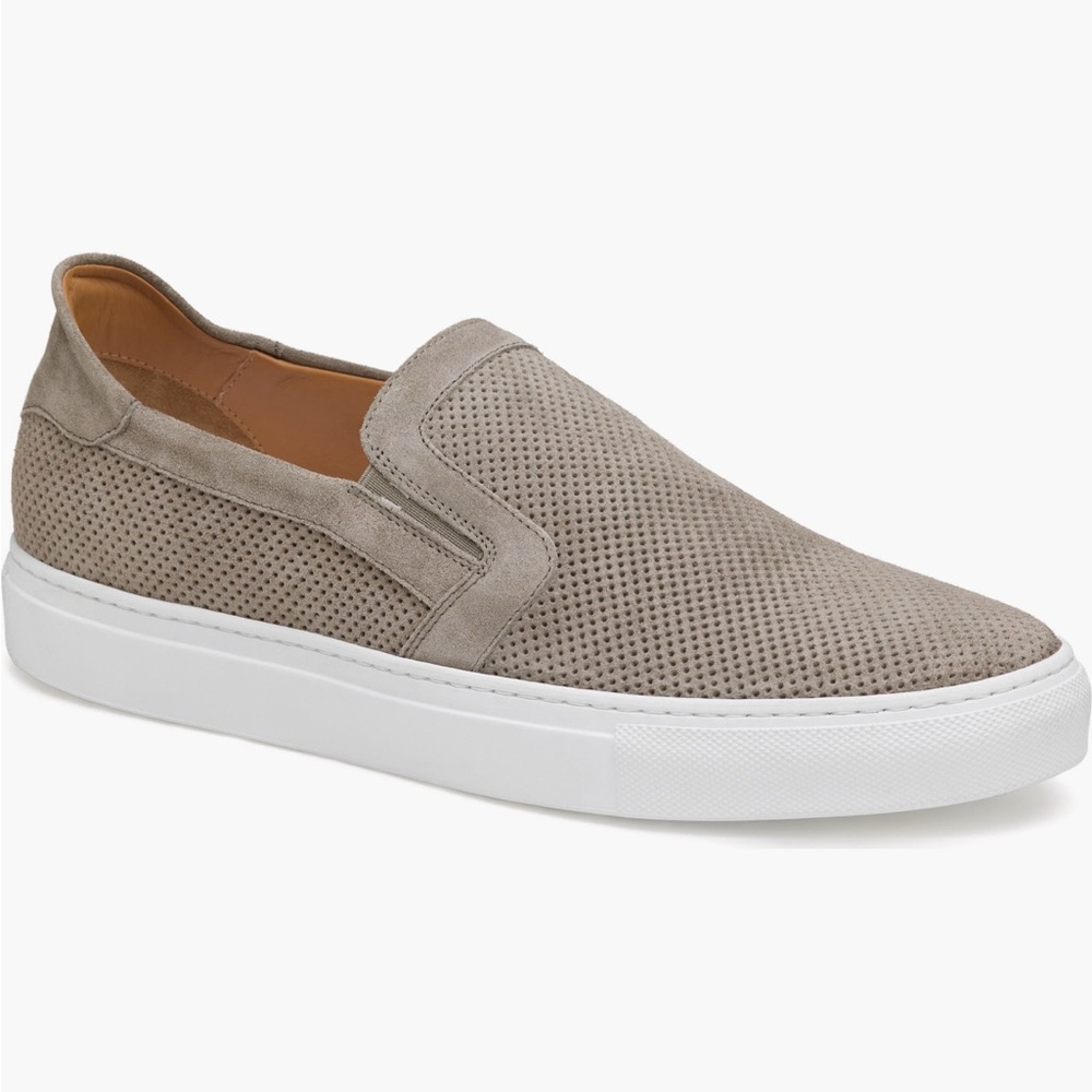 Mens Johnston & Murphy Jake Perfed slip-on grey Italian calfskin size 12M